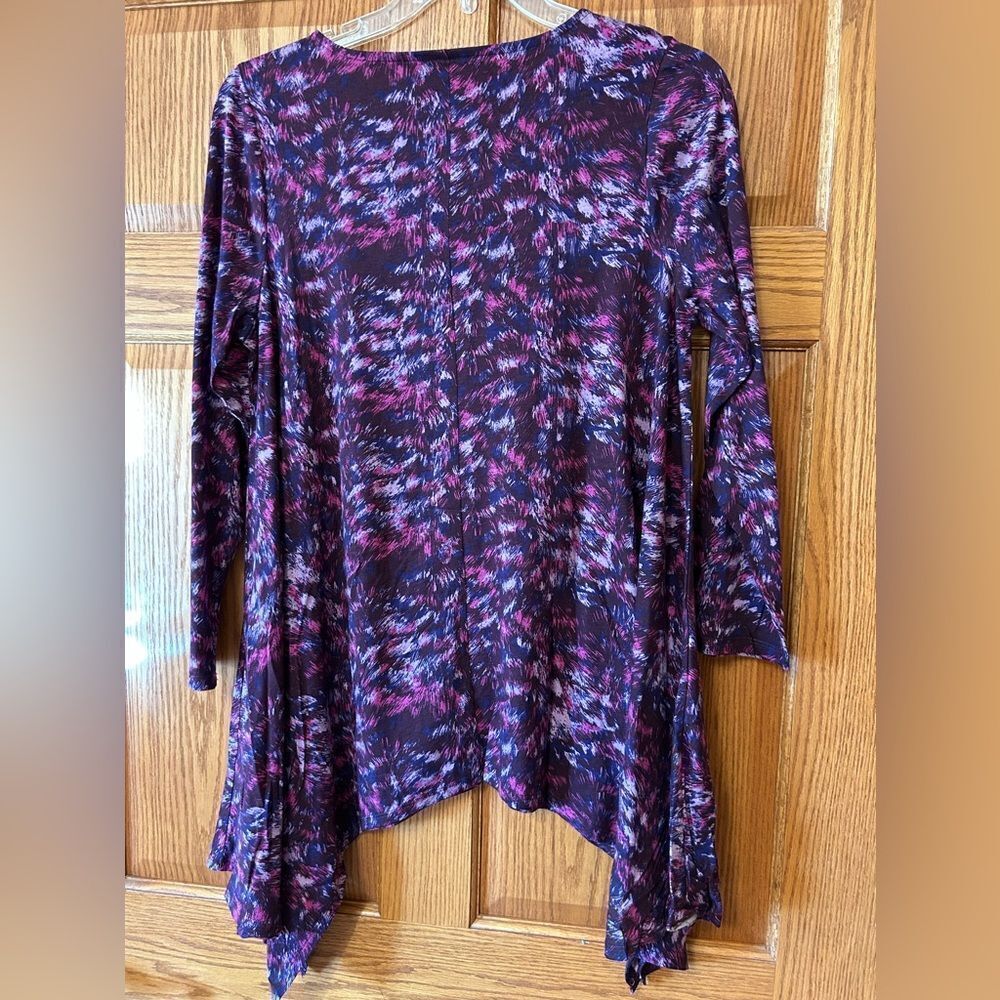 Size 12 purple pink patterned long sleeve teeshirt Roaman’s brand